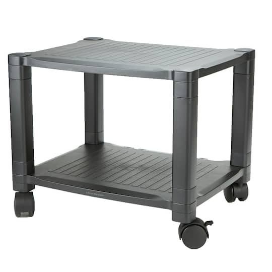 Mind Reader 15" Black 2-Tier Shelf Adjustable Printer Stand with Wheels